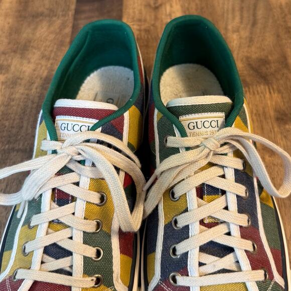 Gucci Tennis 100 1977 Canvas Colorblock Low Top Sneaker Shoes Men’s Size 8 - Picture 5 of 11
